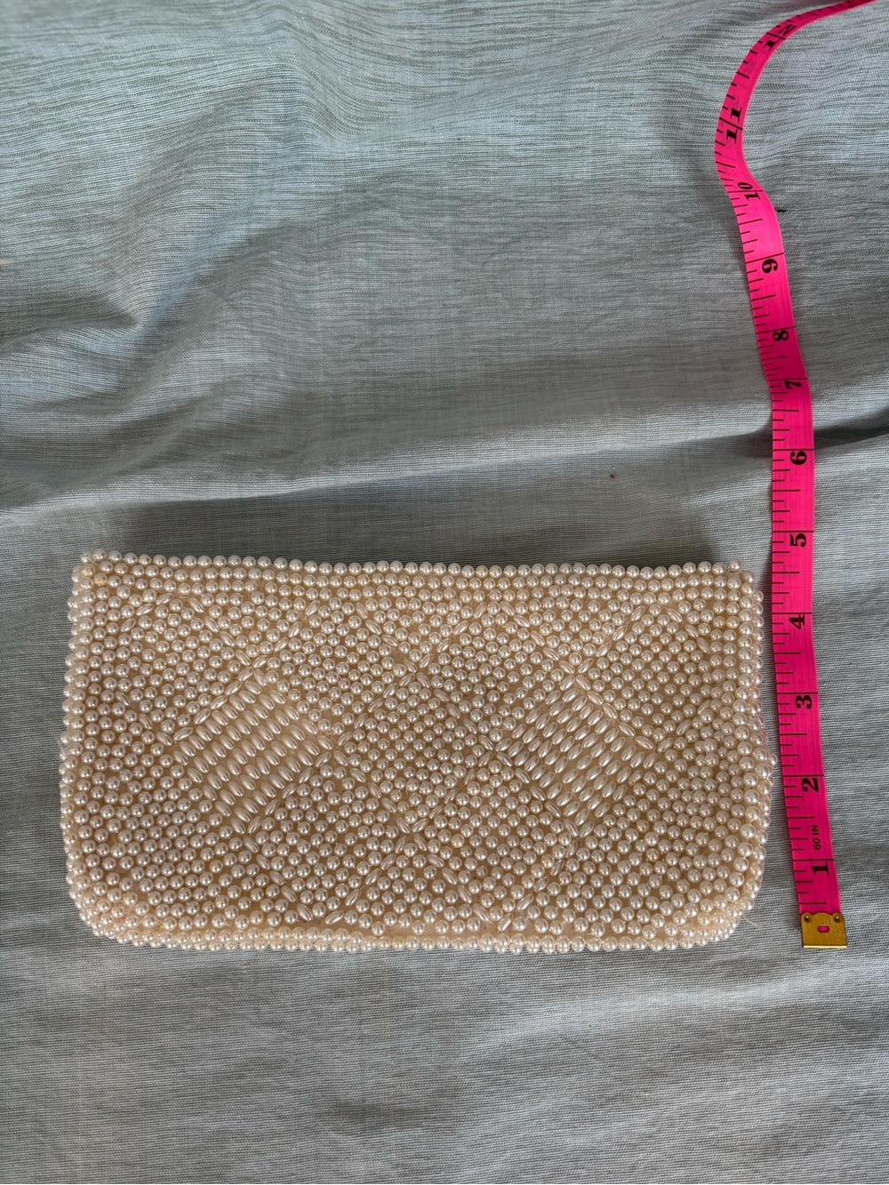 Vintage Miranda Beaded Pearl-Embellished Clutch - Ivory Made In Japan - Picture 5 of 5